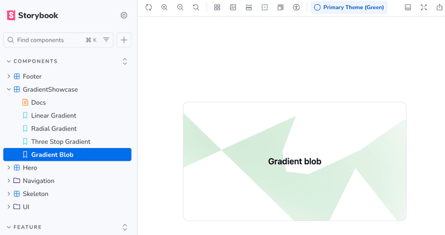 Blob gradient story in Storybook