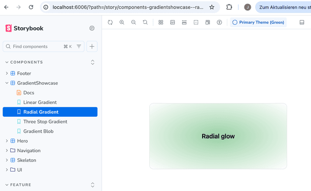 Radial gradient story in Storybook